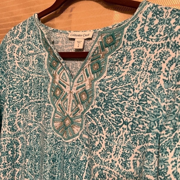 COLDWATER CREEK~TEAL BLOUSE~8-10 - Picture 3 of 5